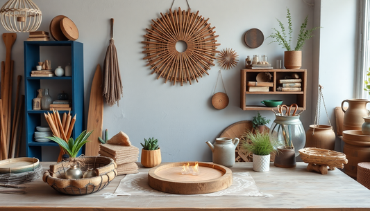 Artisan crafting sustainable home decor from recycled materials