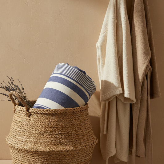 Fouta Cotton Towel - 100x200cm - Blue & White Striped